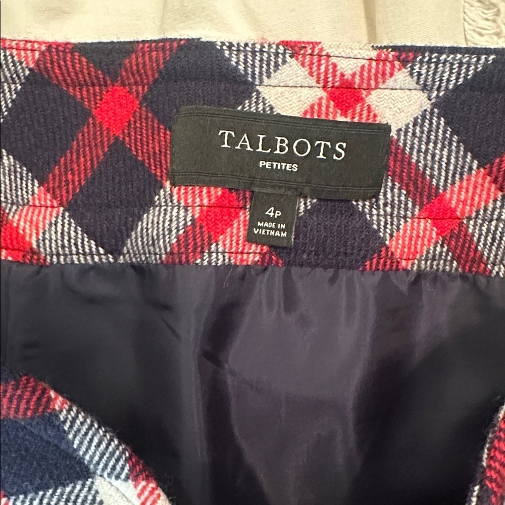 Talbots wool blend red white and blue plaid skirt 4P - Picture 4 of 5